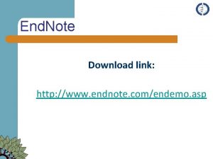 End Note Download link http www endnote comendemo