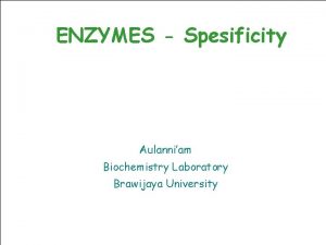 ENZYMES Spesificity Aulanniam Biochemistry Laboratory Brawijaya University Enzymes