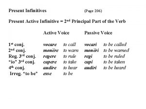 Present Infinitives Page 206 Present Active Infinitive 2