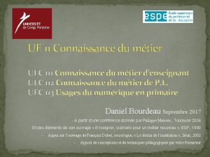 UE 11 Connaissance du mtier UEC 111 Connaissance