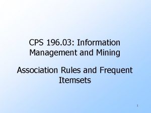 CPS 196 03 Information Management and Mining Association