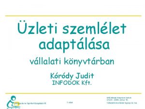 zleti szemllet adaptlsa vllalati knyvtrban Krdy Judit INFODOK