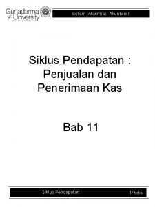 Sistem Inforrmasi Akuntansi Siklus Pendapatan Penjualan dan Penerimaan