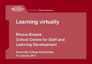 Directorate of Human Resources Learning virtually Rhona Sharpe