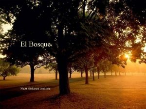 El Bosque Hacer click para continuar Tiempo atrs