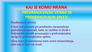 KAJ JE KOMU HRANA PREHRANJEVALNE VERIGE IN PREHRANJEVALNI