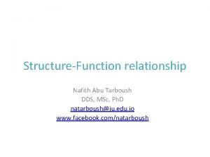 StructureFunction relationship Nafith Abu Tarboush DDS MSc Ph