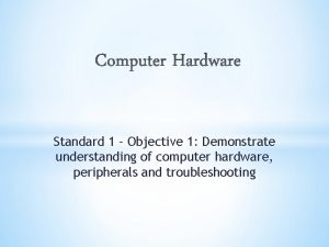 Standard 1 Objective 1 Demonstrate understanding of computer