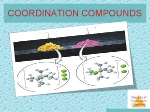 COORDINATION COMPOUNDS Chemistry of Coordination Compounds Coordination Compounds