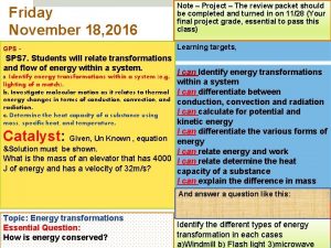 Friday November 18 2016 GPS Note Project The