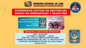 EXPERIENCIA EXITOSA EN GESTIN DEL RIESGO DE EMERGENCIAS