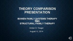 THEORY COMPARISON PRESENTATION BOWEN FAMILY SYSTEMS THERAPY AND