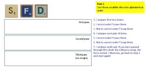 Task 1 Sort these scrabble tiles into alphabetical