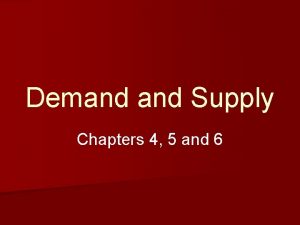 Demand Supply Chapters 4 5 and 6 Demand