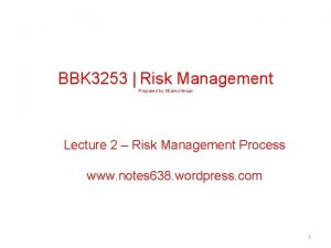 BBK 3253 Risk Management Prepared by Khairul Anuar