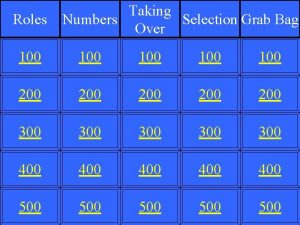 Roles Taking Numbers Selection Grab Bag Over 100