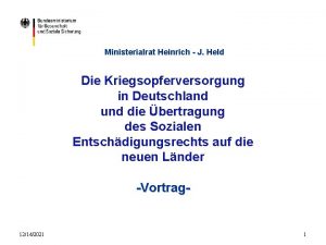 Ministerialrat Heinrich J Held Die Kriegsopferversorgung in Deutschland