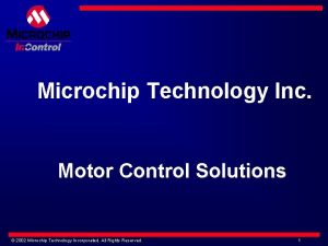 Microchip Technology Inc Motor Control Solutions 2002 Microchip