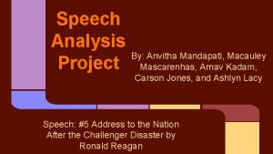 Speech Analysis By Anvitha Mandapati Macauley Project Mascarenhas