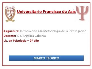 Universitario Francisco de Ass Asignatura Introduccin a la