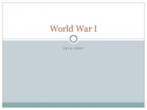 World War I 1914 1920 VOCABULARY Fourteen Points