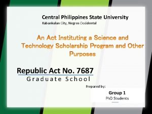 Central Philippines State University Kabankalan City Negros Occidental