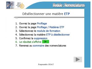 Dslectionner une matire ETP 1 2 3 4