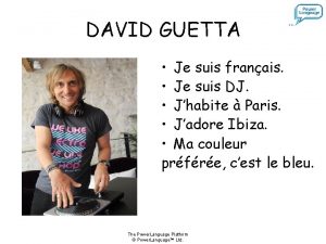 DAVID GUETTA Je suis franais Je suis DJ