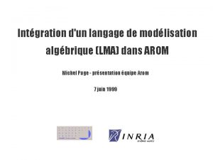 Intgration dun langage de modlisation algbrique LMA dans