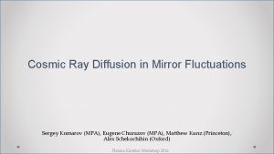 Cosmic Ray Diffusion in Mirror Fluctuations Sergey Komarov