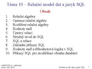 Tma 10 Relan model dat a jazyk SQL