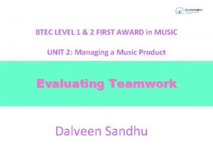 BTEC LEVEL 1 2 FIRST AWARD in MUSIC