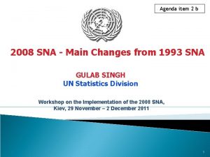 Agenda item 2 b 2008 SNA Main Changes