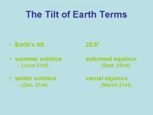 The Tilt of Earth Terms Earths tilt 23