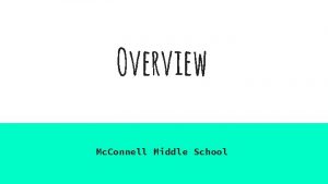 Overview Mc Connell Middle School Contents Of This
