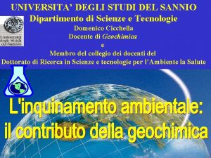 UNIVERSITA DEGLI STUDI DEL SANNIO Dipartimento di Scienze