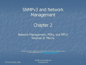 SNMPv 3 and Network Management Chapter 2 Network