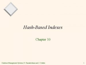 HashBased Indexes Chapter 10 Database Management Systems R