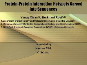 ProteinProtein Interaction Hotspots Carved into Sequences Yanay Ofran