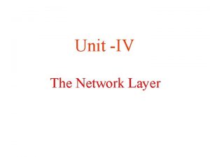 Unit IV The Network Layer Network Layer Design