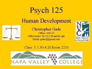 Psych 125 Human Development Christopher Gade Office 1031