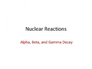 Nuclear Reactions Alpha Beta and Gamma Decay The