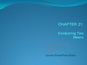 CHAPTER 21 Comparing Two Means Basic Practice of