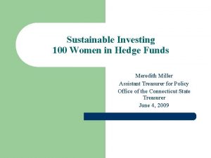 Sustainable Investing 100 Women in Hedge Funds Meredith