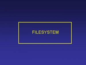 FILESYSTEM Il Concetto di Filesystem Il Filesystem fornisce