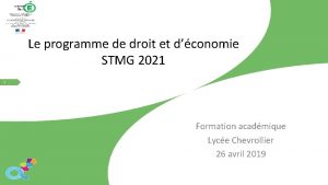 Le programme de droit et dconomie STMG 2021