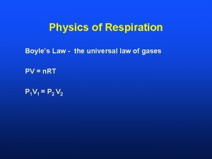 Physics of Respiration Boyles Law the universal law