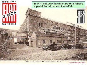 En 1934 SIMCA rachte lusine Donnet Nanterre et
