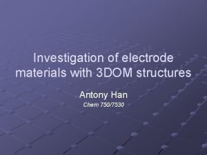 Investigation of electrode materials with 3 DOM structures