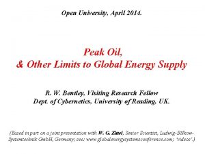Open University April 2014 Peak Oil Other Limits
